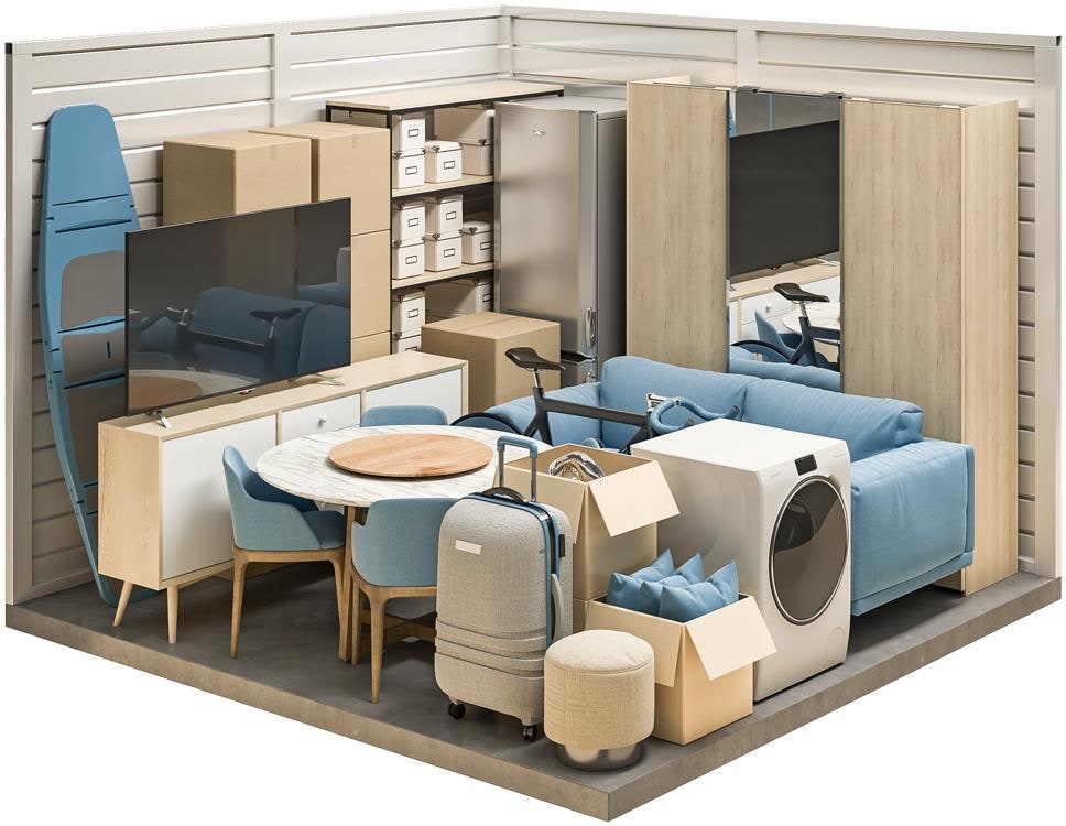 Studio or one bedroom apartment storage facility